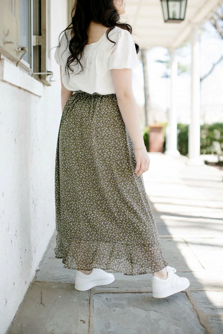 Mikarose 'Vivian' Button Down Printed Midi Skirt In Ivy Green 6 Mikarose 'Vivian' Button Down Printed Midi Skirt In Ivy Green