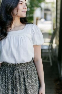 Hayden Los Angeles Tops/Cardigans 'Alyssa' Square Neck Puff Sleeve Top