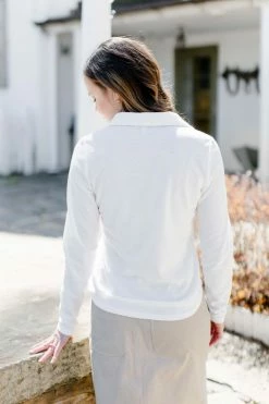 Gilli 'Chandler' Collared Button Down Top In Ivory 7 Gilli 'Chandler' Collared Button Down Top In Ivory