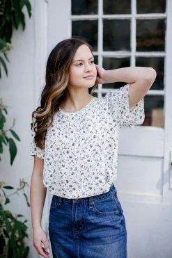 The Main Street Exchange 'Aimee' Pintuck Flutter Sleeve Top Exclusive Designs