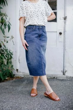 The Main Street Exchange 'Rae' High-Waist Denim Skirt In Dark Wash