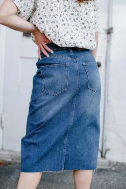 The Main Street Exchange 'Rae' High-Waist Denim Skirt In Dark Wash