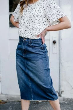 The Main Street Exchange 'Rae' High-Waist Denim Skirt In Dark Wash