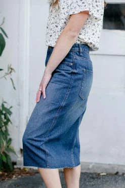 The Main Street Exchange 'Rae' High-Waist Denim Skirt In Dark Wash