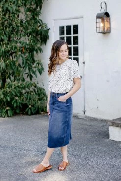 The Main Street Exchange 'Rae' High-Waist Denim Skirt In Dark Wash