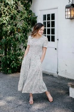 Mikarose 'Portia' Ditsy Floral Midi Dress In Mint