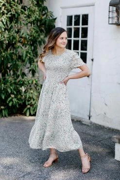 Mikarose 'Portia' Ditsy Floral Midi Dress In Mint