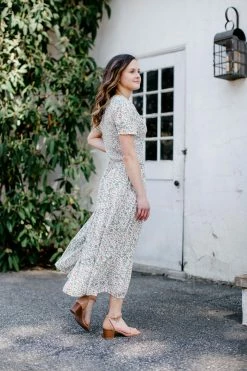 Mikarose 'Portia' Ditsy Floral Midi Dress In Mint