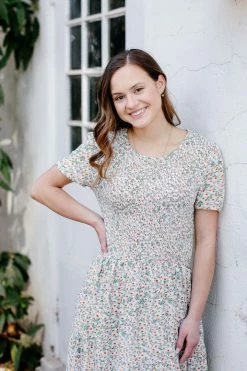 Mikarose 'Portia' Ditsy Floral Midi Dress In Mint