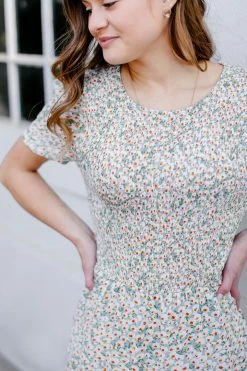 Mikarose 'Portia' Ditsy Floral Midi Dress In Mint