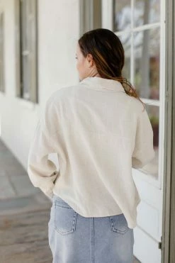 Polagram 'Ansley' Raw Edge Button Up Jacket In Natural FINAL SALE Tops/Cardigans