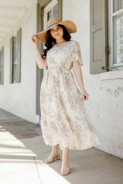 Polagram 'Victoria' V-Neck Floral Print Dress In Cream Summer Collection