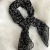 Space 46 Floral Branch Chiffon Scarf In Black