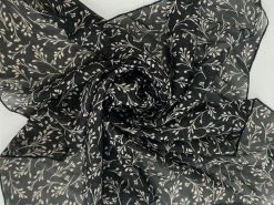 Space 46 Floral Branch Chiffon Scarf In Black 5 Space 46 Floral Branch Chiffon Scarf In Black