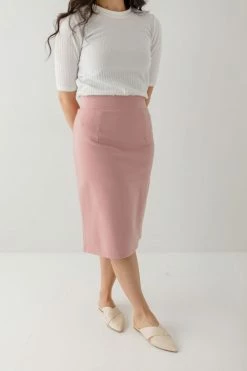 The Main Street Exchange Exclusive Designs 'Anna' Pencil Skirt In Dusty Pink