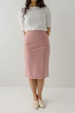 The Main Street Exchange Exclusive Designs 'Anna' Pencil Skirt In Dusty Pink