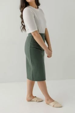 The Main Street Exchange 'Anna' Pencil Skirt In Dusty Green