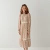 In Loom 'Karalyn' Mock Neck Floral Chiffon Dress In Taupe FINAL SALE