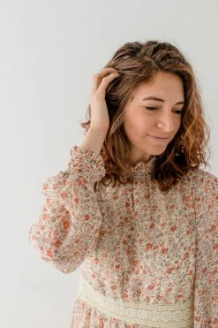 In Loom 'Karalyn' Mock Neck Floral Chiffon Dress In Taupe FINAL SALE