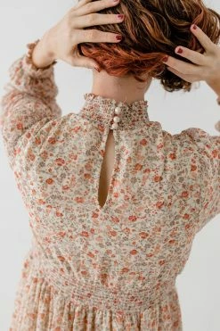 In Loom 'Karalyn' Mock Neck Floral Chiffon Dress In Taupe FINAL SALE