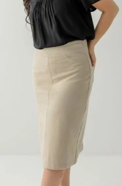 The Main Street Exchange Exclusive Designs 'Sara' Knit Denim Skirt In Parchment