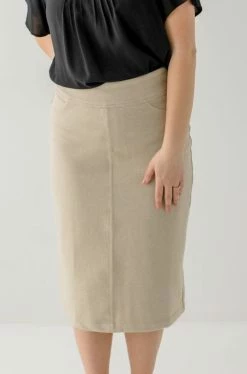 The Main Street Exchange Exclusive Designs 'Sara' Knit Denim Skirt In Parchment