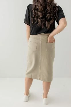 The Main Street Exchange Exclusive Designs 'Sara' Knit Denim Skirt In Parchment