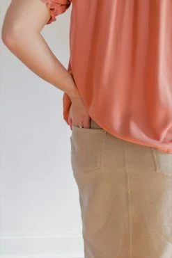 The Main Street Exchange Exclusive Designs 'Sara' Knit Denim Skirt In Parchment