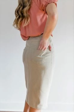 The Main Street Exchange Exclusive Designs 'Sara' Knit Denim Skirt In Parchment