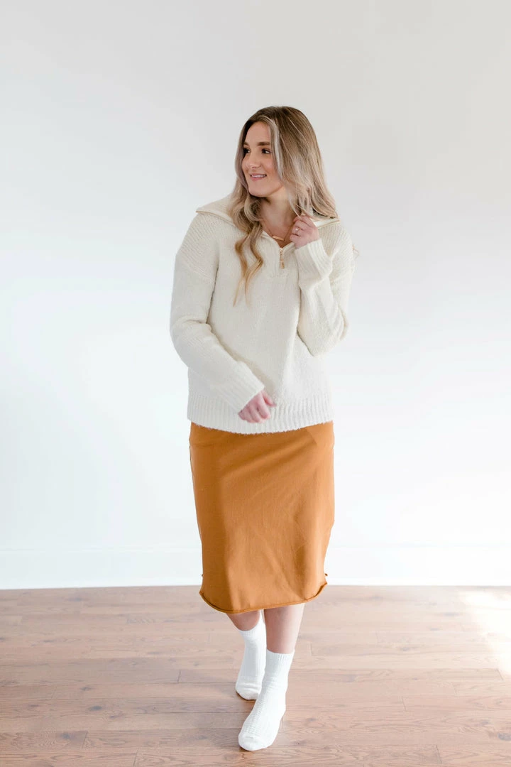 Twenty Second Tops/Cardigans 'Dela' Cozy Knit Quarter Zip Sweater In Cream FINAL SALE 4 Twenty Second Tops/Cardigans 'Dela' Cozy Knit Quarter Zip Sweater In Cream FINAL SALE