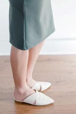 Our Love Letter 'Milo' Pointed Toe Criss Cross Mules In Cream Shoes