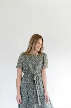 The Main Street Exchange 'Ramona' Floral Midi Dress In Sage