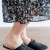 Mars Sky Shoes 'Bronx' Buckle Detail Almond Toe Flats In Black