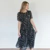 Hayden Los Angeles 'Ingrid' Pleated Floral Midi Dress In Black