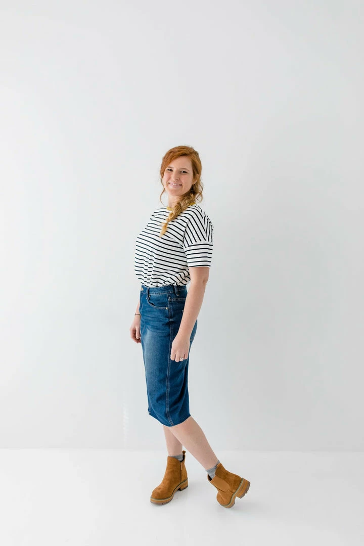 Wishlist 'Aiden' Contrasting Band Striped Tee In Ivory/Black 3 Wishlist 'Aiden' Contrasting Band Striped Tee In Ivory/Black