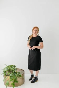 The Main Street Exchange 'Spencer' Ponte Knit Midi Dress In Black Lancaster Collection