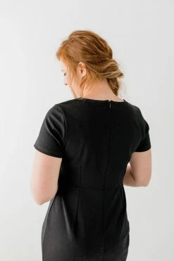 The Main Street Exchange 'Spencer' Ponte Knit Midi Dress In Black Lancaster Collection