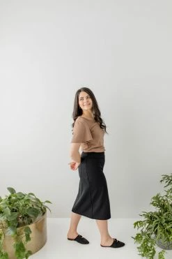 The Main Street Exchange 'Sara' Knit Denim Skirt In Black Skirts