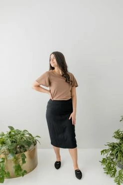 The Main Street Exchange 'Sara' Knit Denim Skirt In Black Skirts