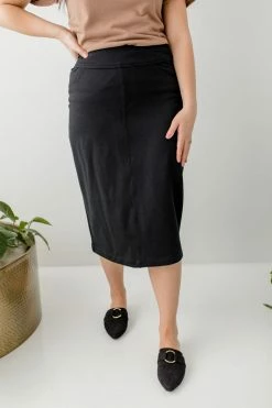 The Main Street Exchange 'Sara' Knit Denim Skirt In Black Skirts