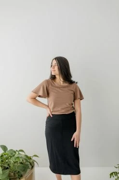 The Main Street Exchange 'Sara' Knit Denim Skirt In Black Skirts