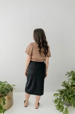 The Main Street Exchange 'Sara' Knit Denim Skirt In Black Skirts