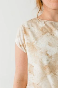 Gilli 'Opal' Twist Front Detail Top In Taupe Wash FINAL SALE Tops/Cardigans