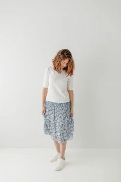 Polagram Skirts 'Matilda' Pleated Floral Midi Skirt In Indigo 7 Polagram Skirts 'Matilda' Pleated Floral Midi Skirt In Indigo