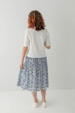 Polagram Skirts 'Matilda' Pleated Floral Midi Skirt In Indigo 8 Polagram Skirts 'Matilda' Pleated Floral Midi Skirt In Indigo