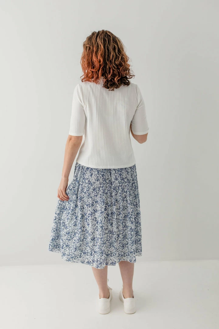 Polagram Skirts 'Matilda' Pleated Floral Midi Skirt In Indigo 4 Polagram Skirts 'Matilda' Pleated Floral Midi Skirt In Indigo