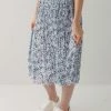 Polagram Skirts 'Matilda' Pleated Floral Midi Skirt In Indigo