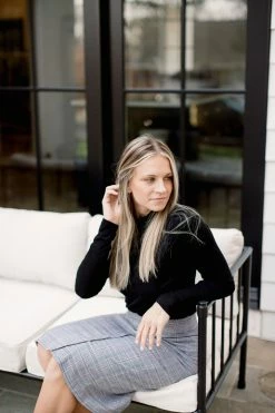 The Main Street Exchange 'Alicia' Skirt In Grey Plaid FINAL SALE