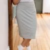 The Main Street Exchange Exclusive Designs 'Anna' Skirt In Grey/White Stripes FINAL SALE