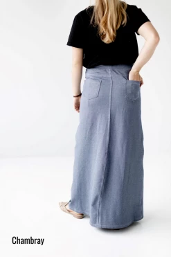 The Main Street Exchange 'Caroline' Long Knit Denim Skirt Exclusive Designs